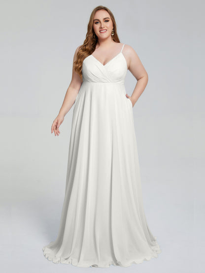 Mariah Sweep Train Sleeveless Plus Size Bridesmaid Dresses