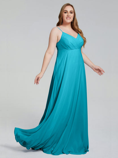 Mariah Sweep Train Sleeveless Plus Size Bridesmaid Dresses