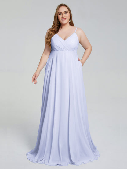 Mariah Sweep Train Sleeveless Plus Size Bridesmaid Dresses