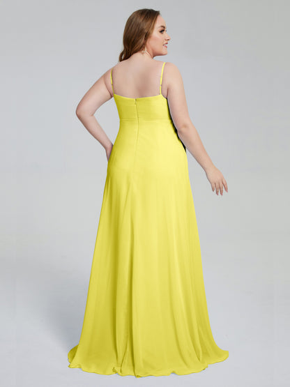 Mariah Sweep Train Sleeveless Plus Size Bridesmaid Dresses