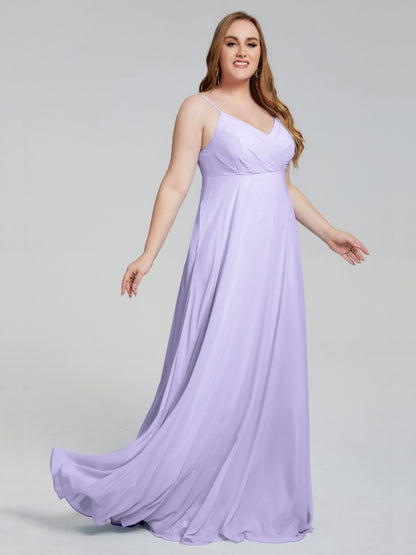 Mariah Sweep Train Sleeveless Plus Size Bridesmaid Dresses