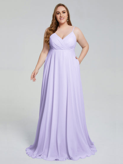 Mariah Sweep Train Sleeveless Plus Size Bridesmaid Dresses