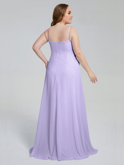 Mariah Sweep Train Sleeveless Plus Size Bridesmaid Dresses