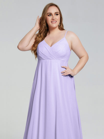 Mariah Sweep Train Sleeveless Plus Size Bridesmaid Dresses