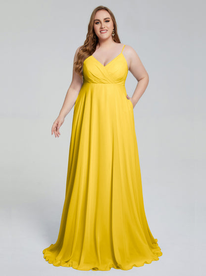 Mariah Sweep Train Sleeveless Plus Size Bridesmaid Dresses