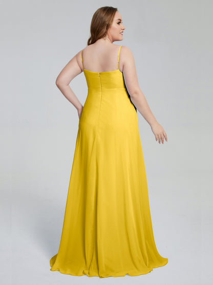 Mariah Sweep Train Sleeveless Plus Size Bridesmaid Dresses