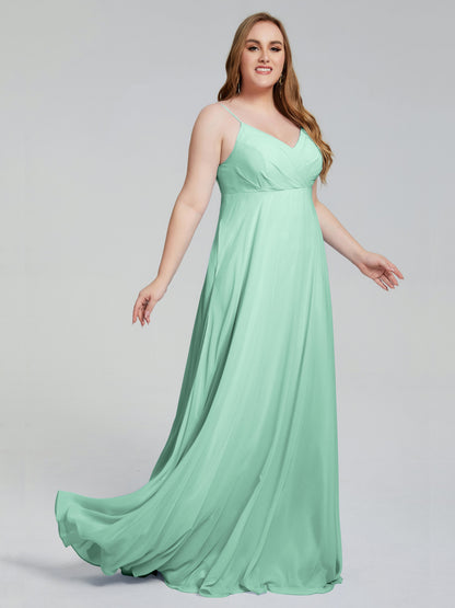 Mariah Sweep Train Sleeveless Plus Size Bridesmaid Dresses