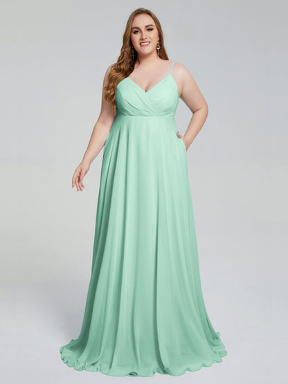 Mariah Sweep Train Sleeveless Plus Size Bridesmaid Dresses