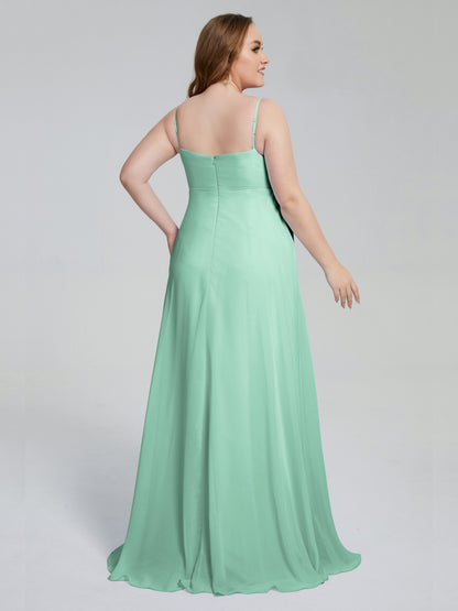 Mariah Sweep Train Sleeveless Plus Size Bridesmaid Dresses