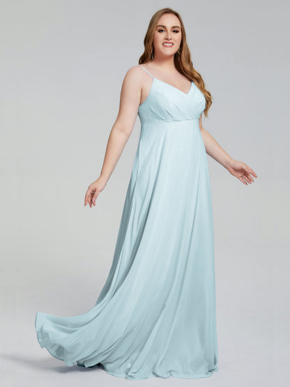 Mariah Sweep Train Sleeveless Plus Size Bridesmaid Dresses