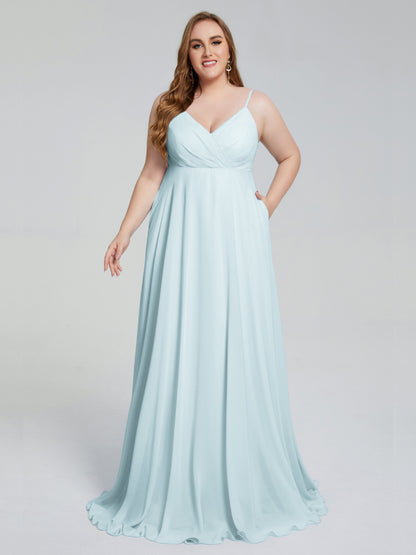 Mariah Sweep Train Sleeveless Plus Size Bridesmaid Dresses