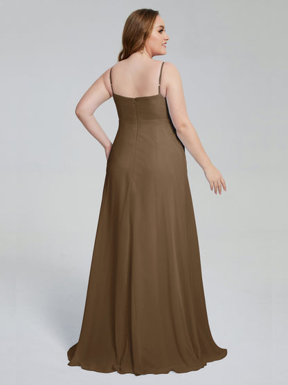 Mariah Sweep Train Sleeveless Plus Size Bridesmaid Dresses
