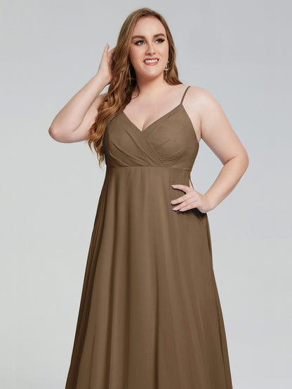 Mariah Sweep Train Sleeveless Plus Size Bridesmaid Dresses