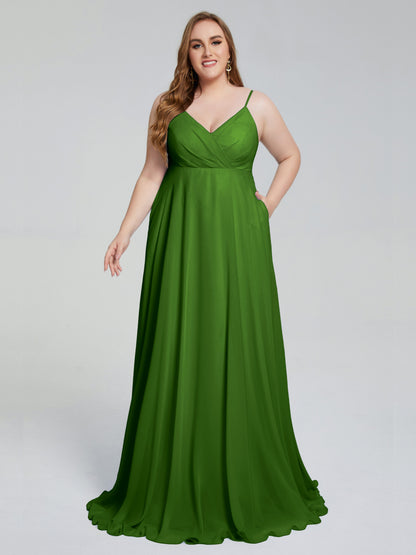 Mariah Sweep Train Sleeveless Plus Size Bridesmaid Dresses