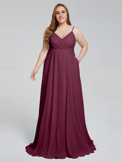 Mariah Sweep Train Sleeveless Plus Size Bridesmaid Dresses