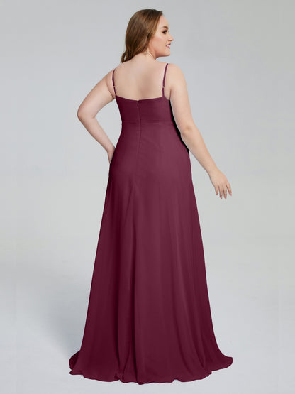 Mariah Sweep Train Sleeveless Plus Size Bridesmaid Dresses