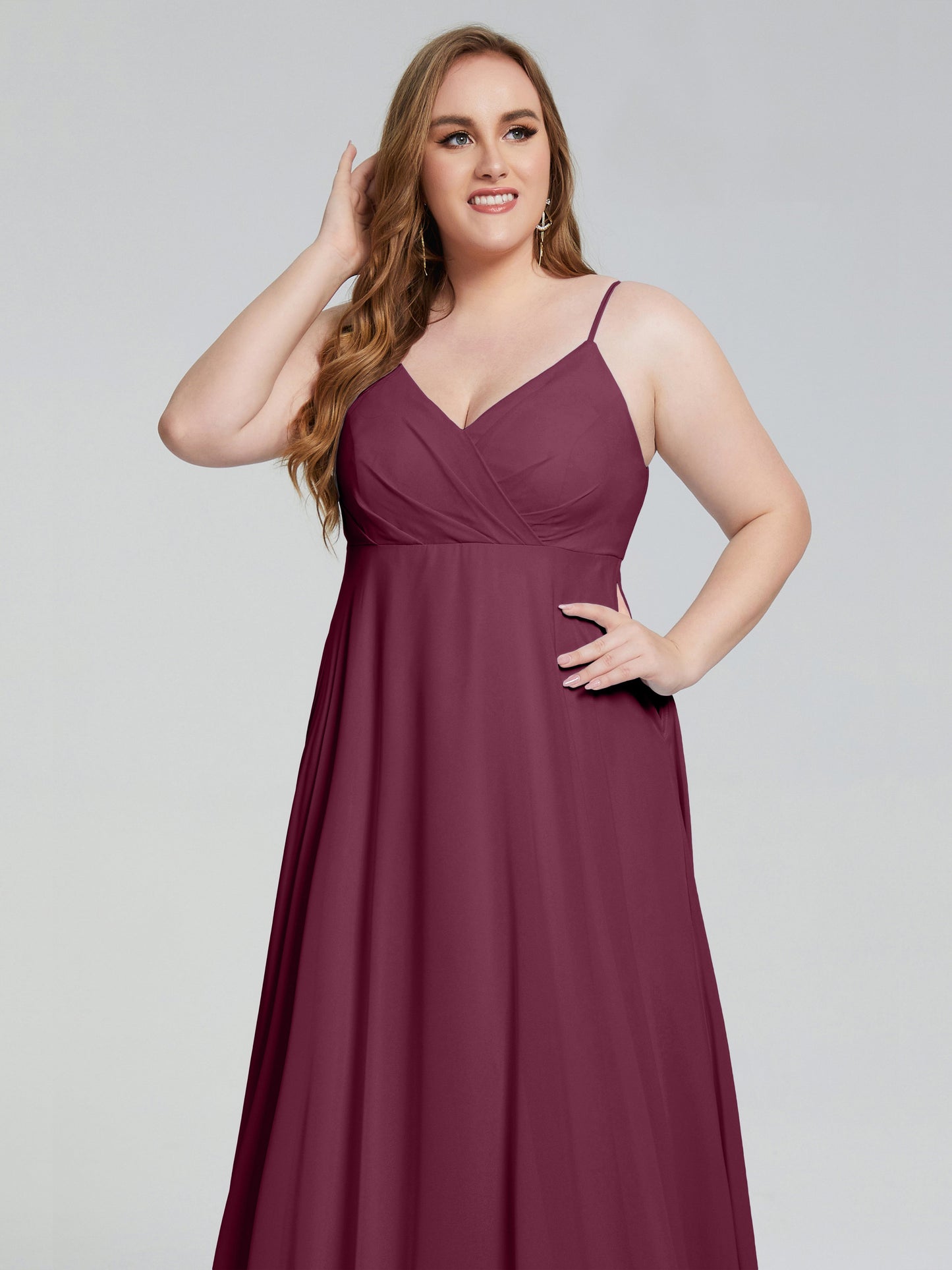Mariah Sweep Train Sleeveless Plus Size Bridesmaid Dresses