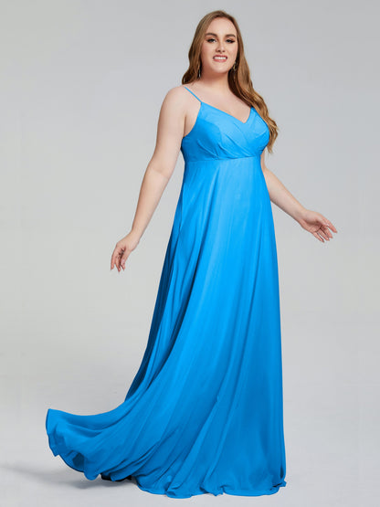 Mariah Sweep Train Sleeveless Plus Size Bridesmaid Dresses