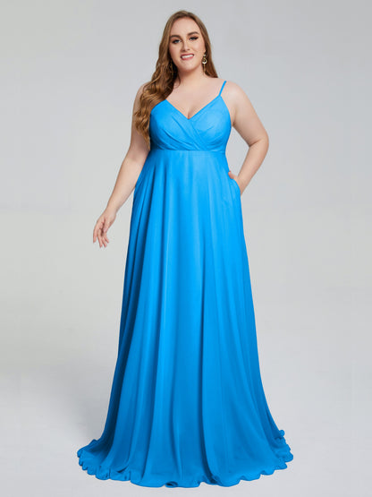 Mariah Sweep Train Sleeveless Plus Size Bridesmaid Dresses