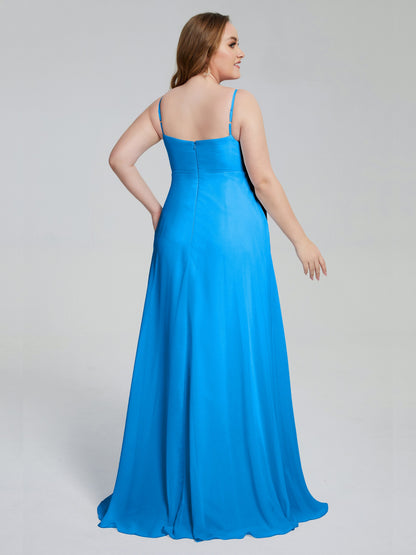 Mariah Sweep Train Sleeveless Plus Size Bridesmaid Dresses