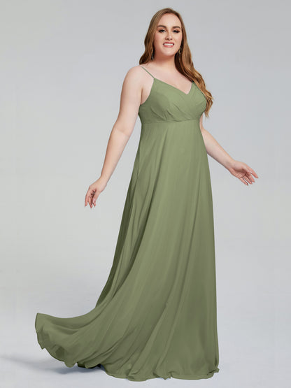 Mariah Sweep Train Sleeveless Plus Size Bridesmaid Dresses