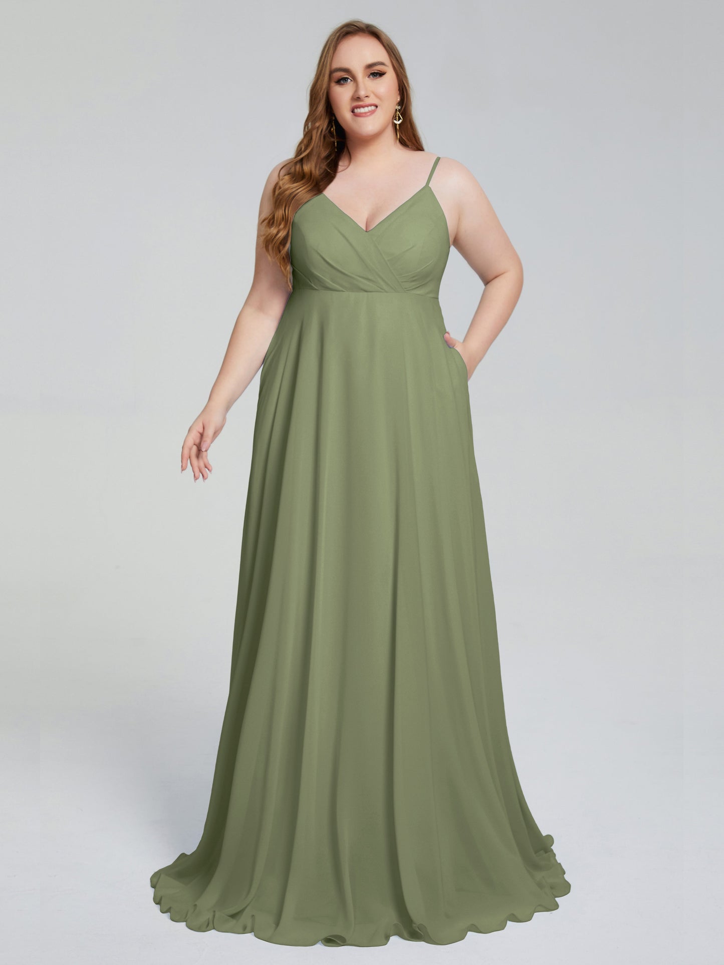 Mariah Sweep Train Sleeveless Plus Size Bridesmaid Dresses