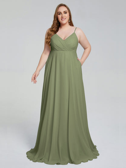 Mariah Sweep Train Sleeveless Plus Size Bridesmaid Dresses
