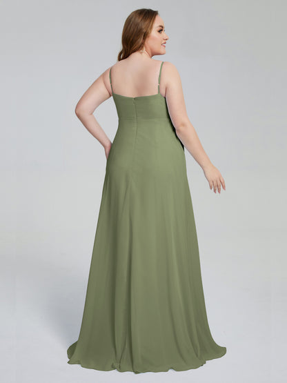 Mariah Sweep Train Sleeveless Plus Size Bridesmaid Dresses