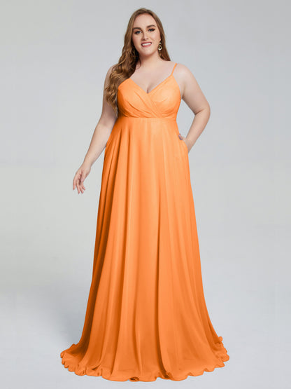 Mariah Sweep Train Sleeveless Plus Size Bridesmaid Dresses