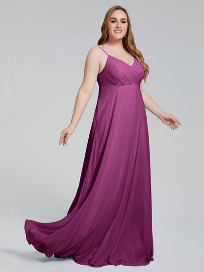 Mariah Sweep Train Sleeveless Plus Size Bridesmaid Dresses