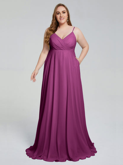 Mariah Sweep Train Sleeveless Plus Size Bridesmaid Dresses