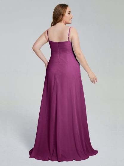Mariah Sweep Train Sleeveless Plus Size Bridesmaid Dresses