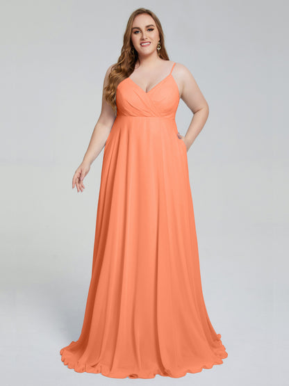 Mariah Sweep Train Sleeveless Plus Size Bridesmaid Dresses