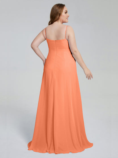 Mariah Sweep Train Sleeveless Plus Size Bridesmaid Dresses