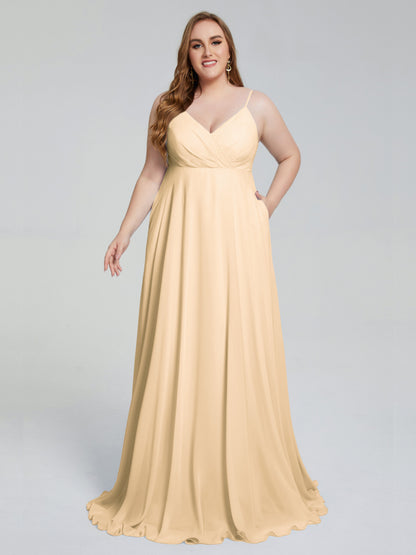 Mariah Sweep Train Sleeveless Plus Size Bridesmaid Dresses