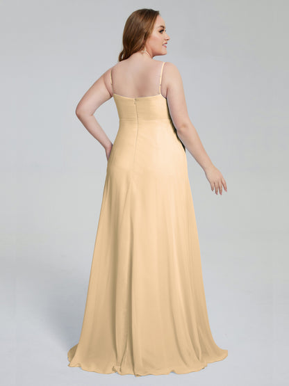 Mariah Sweep Train Sleeveless Plus Size Bridesmaid Dresses