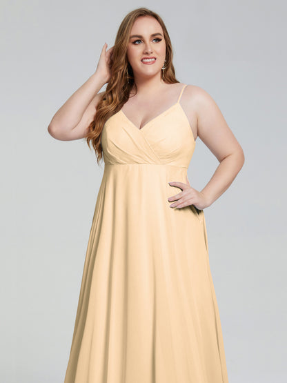 Mariah Sweep Train Sleeveless Plus Size Bridesmaid Dresses