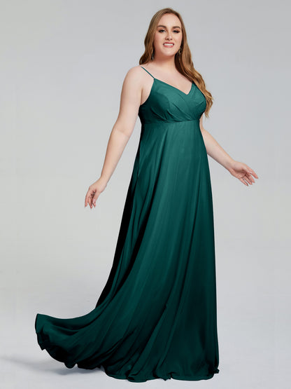 Mariah Sweep Train Sleeveless Plus Size Bridesmaid Dresses