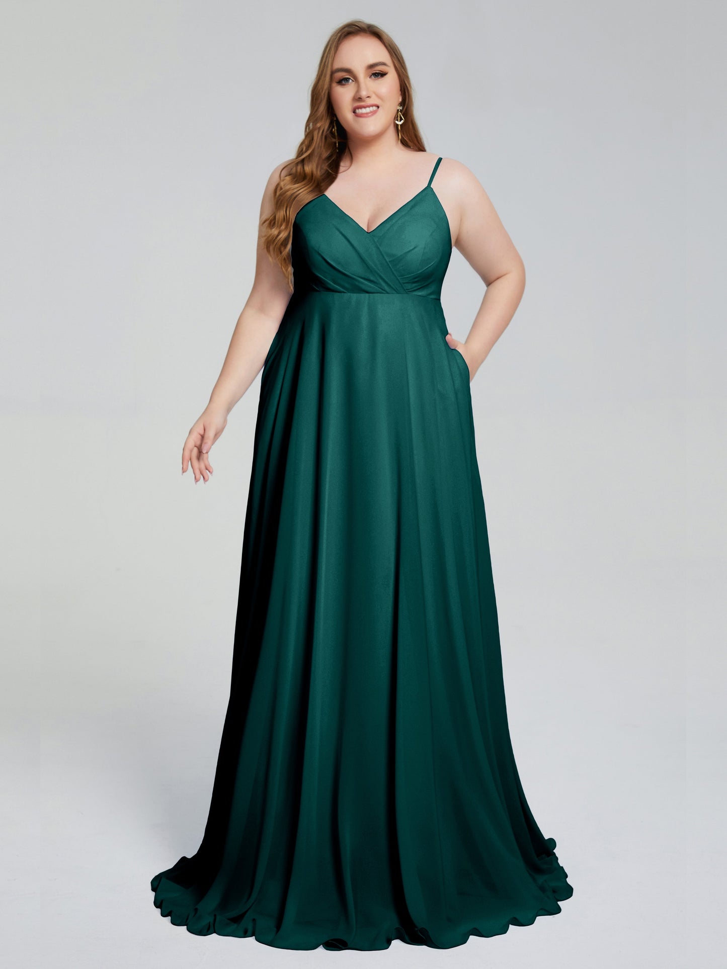 Mariah Sweep Train Sleeveless Plus Size Bridesmaid Dresses