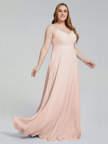 Mariah Sweep Train Sleeveless Plus Size Bridesmaid Dresses