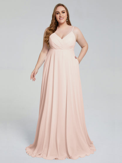 Mariah Sweep Train Sleeveless Plus Size Bridesmaid Dresses