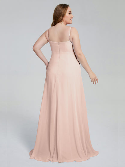 Mariah Sweep Train Sleeveless Plus Size Bridesmaid Dresses