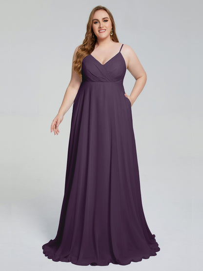 Mariah Sweep Train Sleeveless Plus Size Bridesmaid Dresses