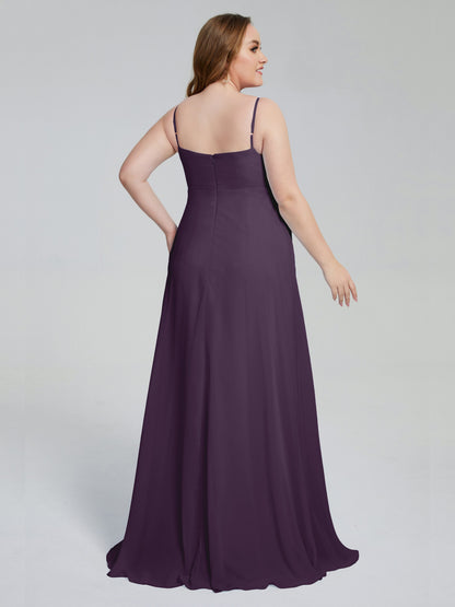 Mariah Sweep Train Sleeveless Plus Size Bridesmaid Dresses
