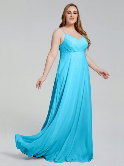 Mariah Sweep Train Sleeveless Plus Size Bridesmaid Dresses