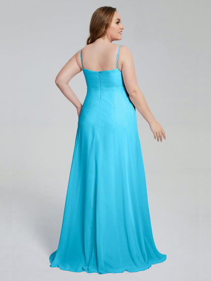 Mariah Sweep Train Sleeveless Plus Size Bridesmaid Dresses