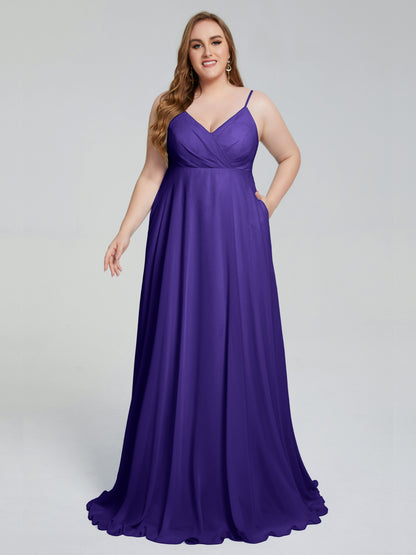 Mariah Sweep Train Sleeveless Plus Size Bridesmaid Dresses