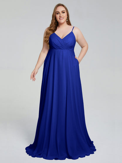 Mariah Sweep Train Sleeveless Plus Size Bridesmaid Dresses