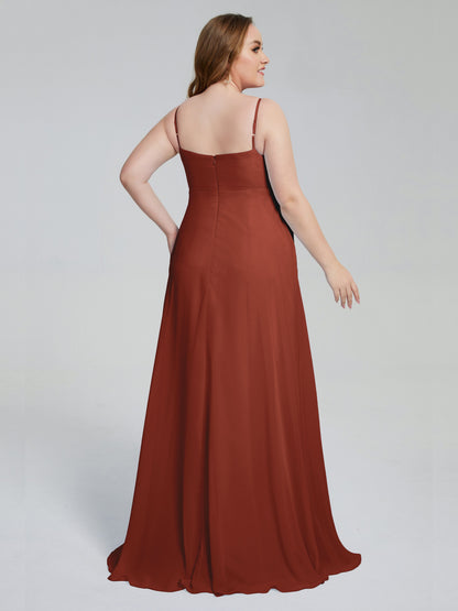 Mariah Sweep Train Sleeveless Plus Size Bridesmaid Dresses