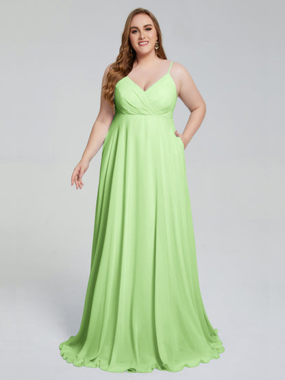 Mariah Sweep Train Sleeveless Plus Size Bridesmaid Dresses